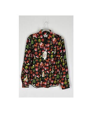Tunevuse Christmas Holiday Long Sleeve Button Up Shirt Mens Size Medium New Red